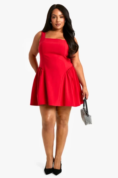  Plus Square Neck Skater Dress